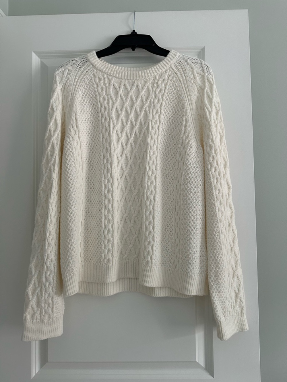J. Crew Ivory Cable Knit Crewneck Sweater